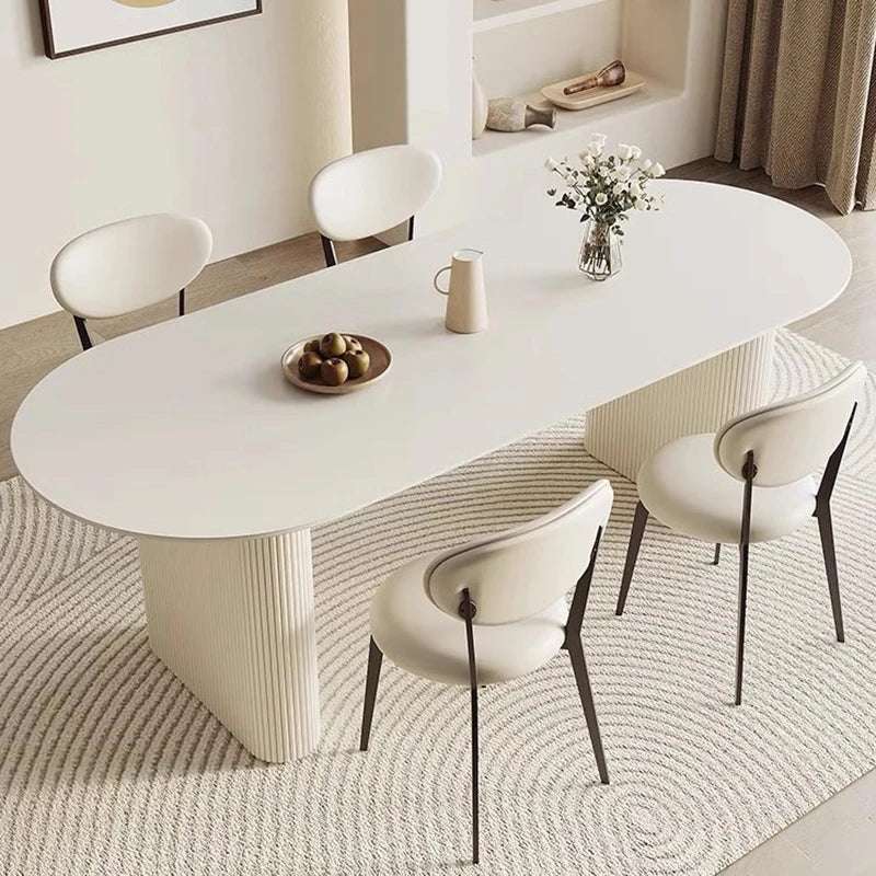Modern Designer Dining Table Luxury Oval Modern White Dining Table Nordic Vintage Conjuntos De Sala De Jantar Home Furniture