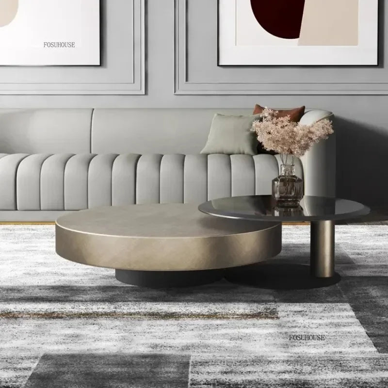 Luxury Stainless Steel Coffee Tables Minimalist Home Designer Living Room Furniture Creative Italian Glass Round Side Table Y