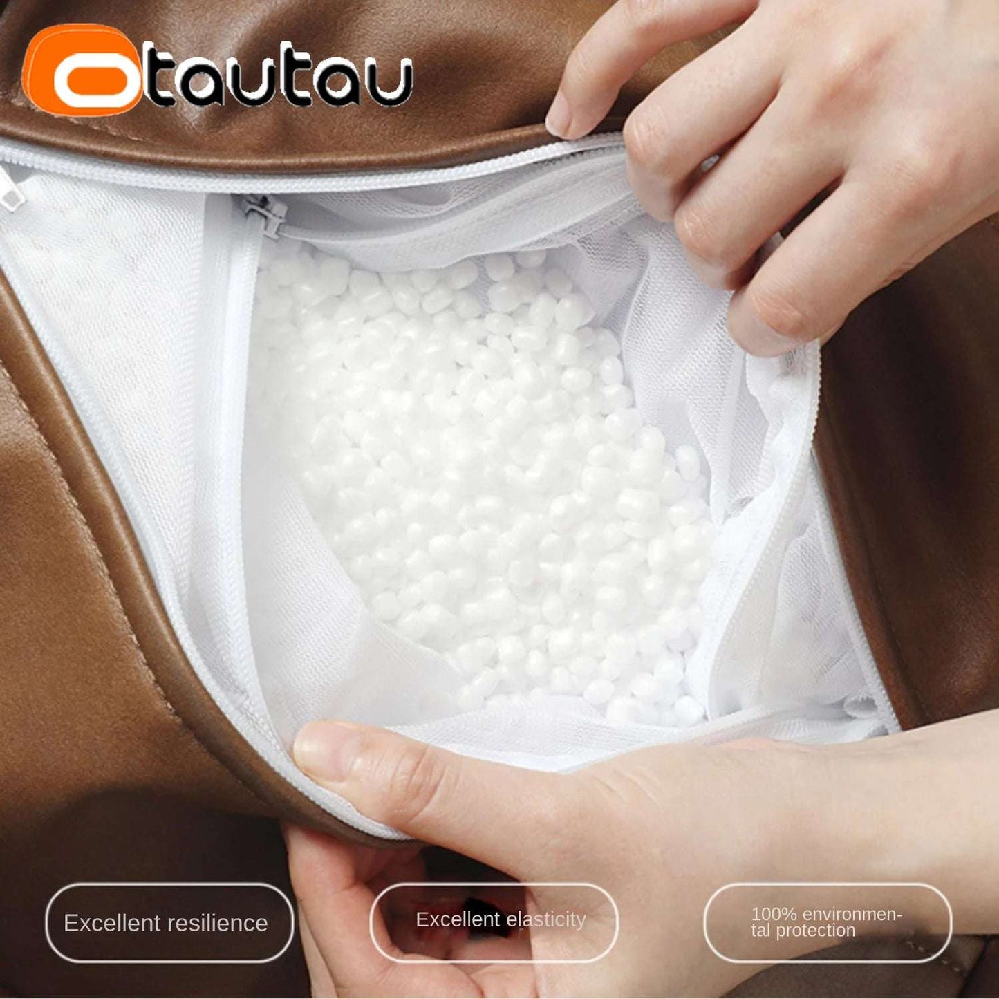 OTAUTAU Retro Faux Leather Bean Bag Sofa with Filler Armchair Beanbag Chair Corner Game Reading Couch SF180-filler