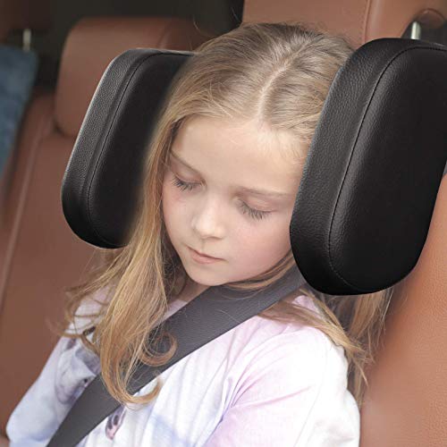 Leather Car Side Headrest Travel Pillow - Long-Distance Sleeping Support for Neck and Spine Comfort