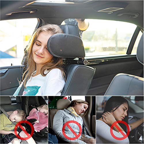 Leather Car Side Headrest Travel Pillow - Long-Distance Sleeping Support for Neck and Spine Comfort