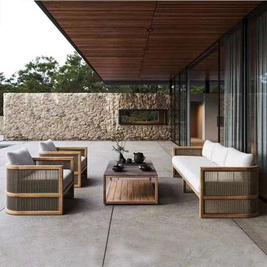 Teak Sofa Outdoor Furniture Set Outdoor Garden Sessions Sofa Patio Lounger Modern Luxury Scandinavian Style Customizable