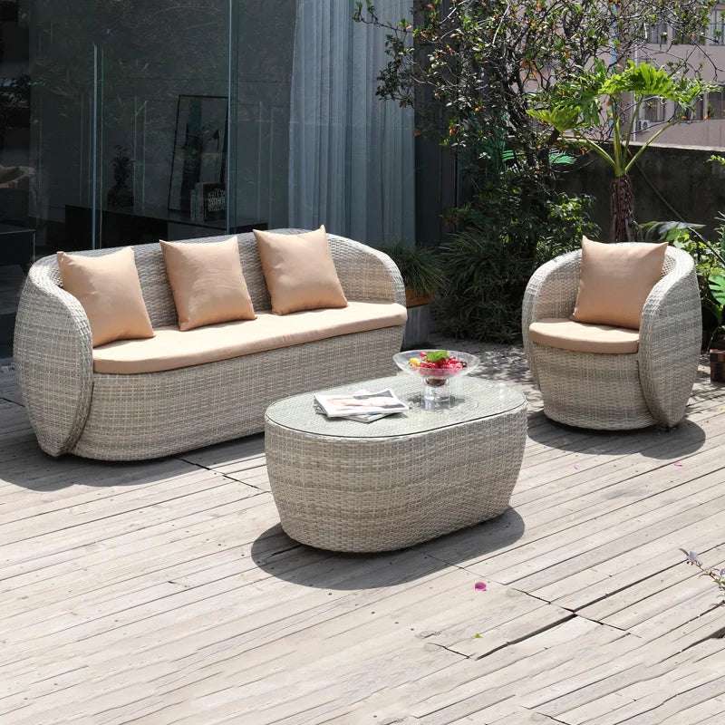 Apartment Patio Furniture Outdoor Garden Sofas Sunscreen Cafe Leisure Sofa Waterproof Courtyard Balcony Rattan sofa Chairs Z