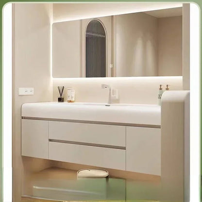 Light Luxury Nordic Home Bathroom Cabinet Simple White Rock Integrated Washbasin Bathroom Vanity Sink Cabinet Bathroom Furniture