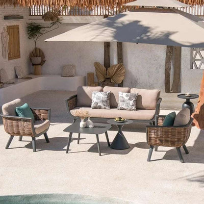 Outdoor rattan sofa and chair aluminum alloy courtyard garden villa waterproof sunscreen outdoor leisure sofa