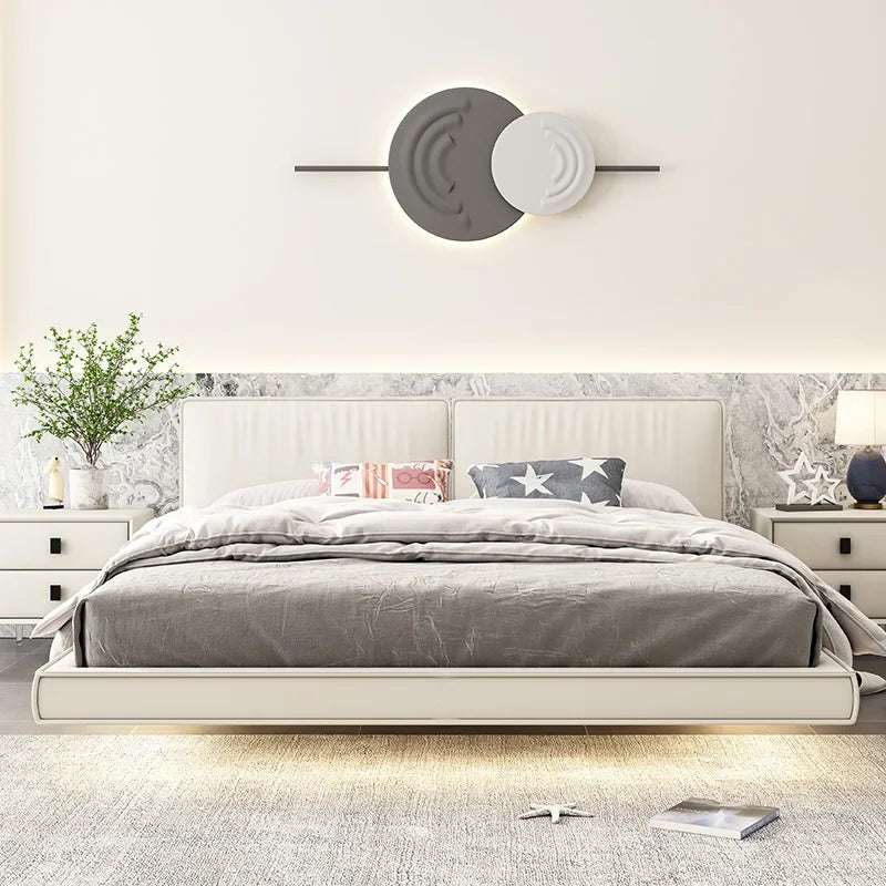 Leather White Beds Minimalist Home Furniture Queen Bed Frame Small Apartment 150 Nordic Bedroom Set