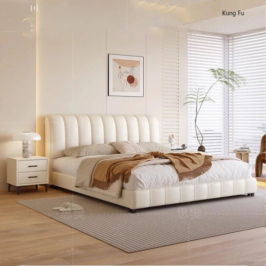 White Safe Luxury Beds Modern Leather Storage Living Room Double Beds Minimalist Nordic Light Luxury Furnitures for Bedroom