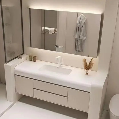 Light Luxury Nordic Home Bathroom Cabinet Simple White Rock Integrated Washbasin Bathroom Vanity Sink Cabinet Bathroom Furniture