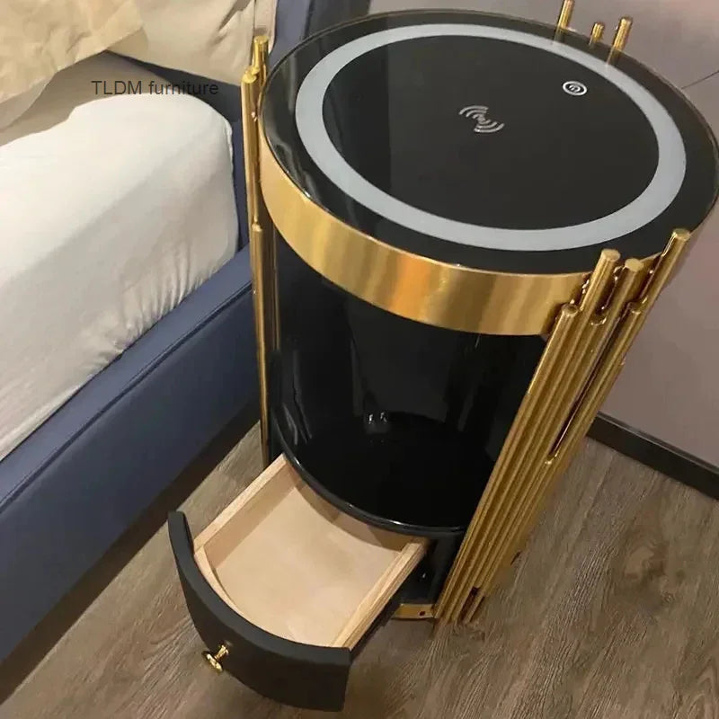 Nordic Smart Bedroom Bedside Table Wireless Charging Home Nightstands for Bedroom Furniture Light Luxury Storage Side Cabinet