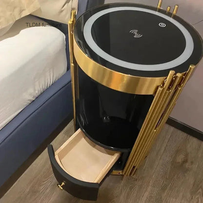 Nordic Smart Bedroom Bedside Table Wireless Charging Home Nightstands for Bedroom Furniture Light Luxury Storage Side Cabinet