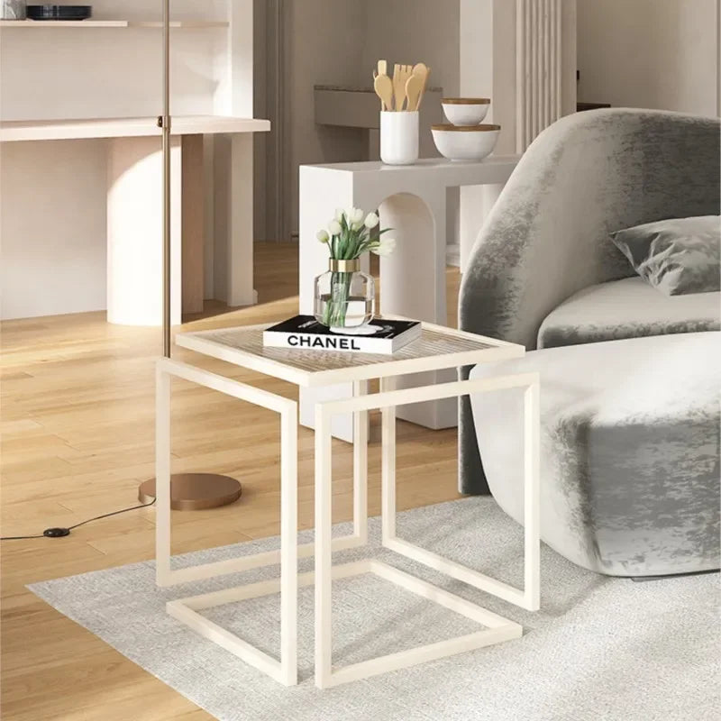 Glass Coffee Table Nordic Light Luxury Figurines Living Room Creative Sofa Modern Side Table Household Simple Bedside Table