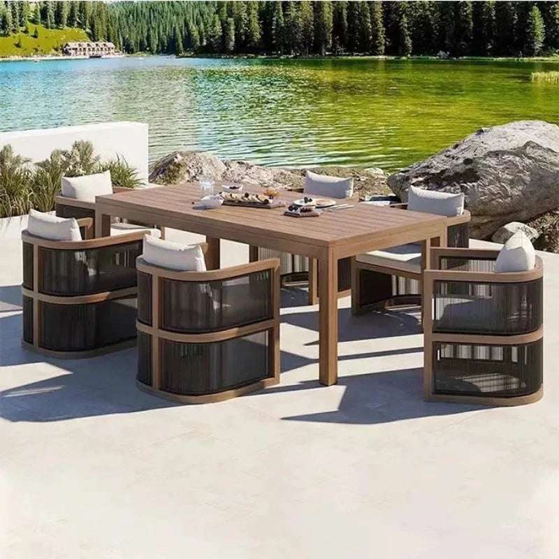 Teak Sofa Outdoor Furniture Set Outdoor Garden Sessions Sofa Patio Lounger Modern Luxury Scandinavian Style Customizable
