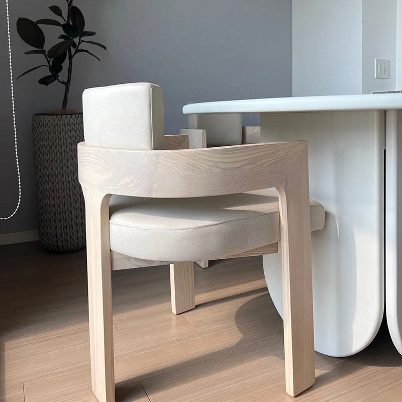 Nordic Light Luxury Solid Wood Dining Chair Handrail Backrest Desk Designer Lounge Accent Sedie Sala Da Pranzo Home Furniture