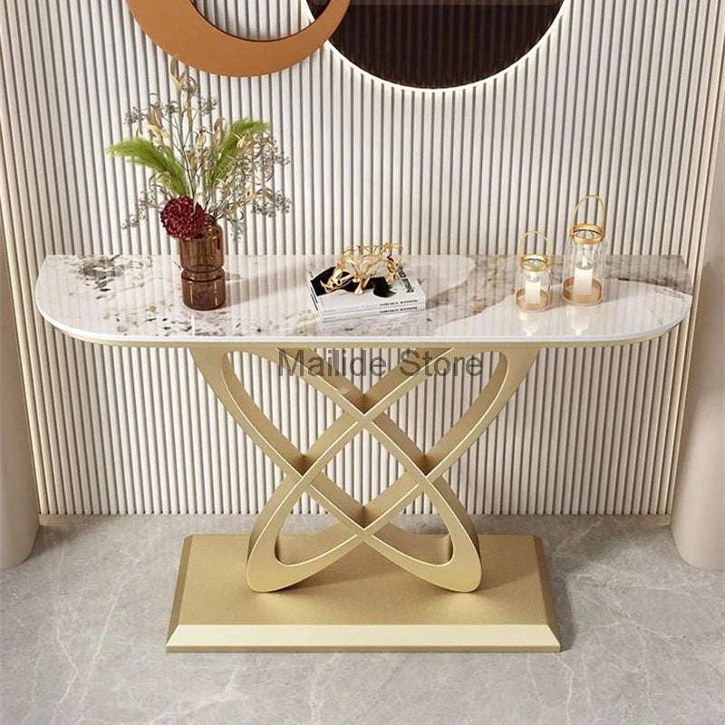 Nordic Marble Console Tables For Home Furniture Hallway Table Upscale Creative Light Luxury Iron Art Living Room Entryway Tables