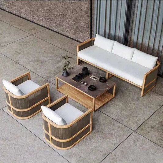 Teak Sofa Outdoor Furniture Set Outdoor Garden Sessions Sofa Patio Lounger Modern Luxury Scandinavian Style Customizable