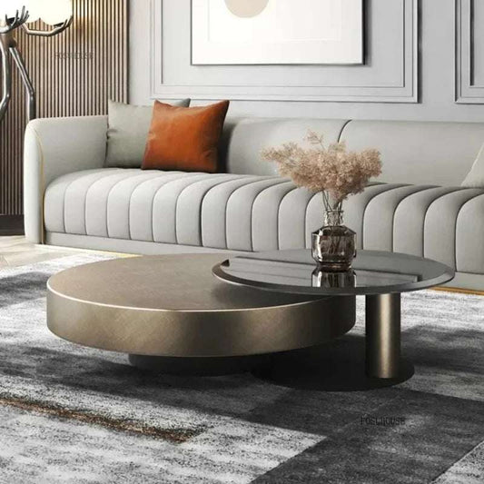 Luxury Stainless Steel Coffee Tables Minimalist Home Designer Living Room Furniture Creative Italian Glass Round Side Table Y