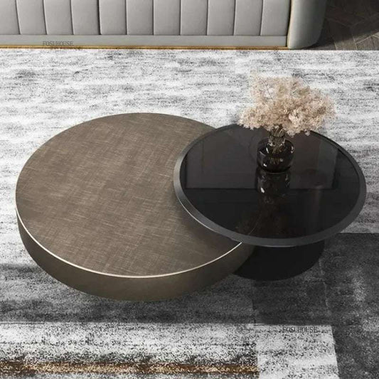 Luxury Stainless Steel Coffee Tables Minimalist Home Designer Living Room Furniture Creative Italian Glass Round Side Table Y
