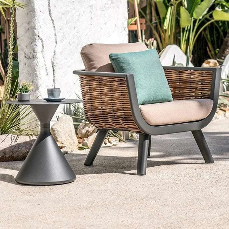 Outdoor rattan sofa and chair aluminum alloy courtyard garden villa waterproof sunscreen outdoor leisure sofa