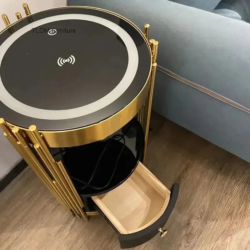 Nordic Smart Bedroom Bedside Table Wireless Charging Home Nightstands for Bedroom Furniture Light Luxury Storage Side Cabinet