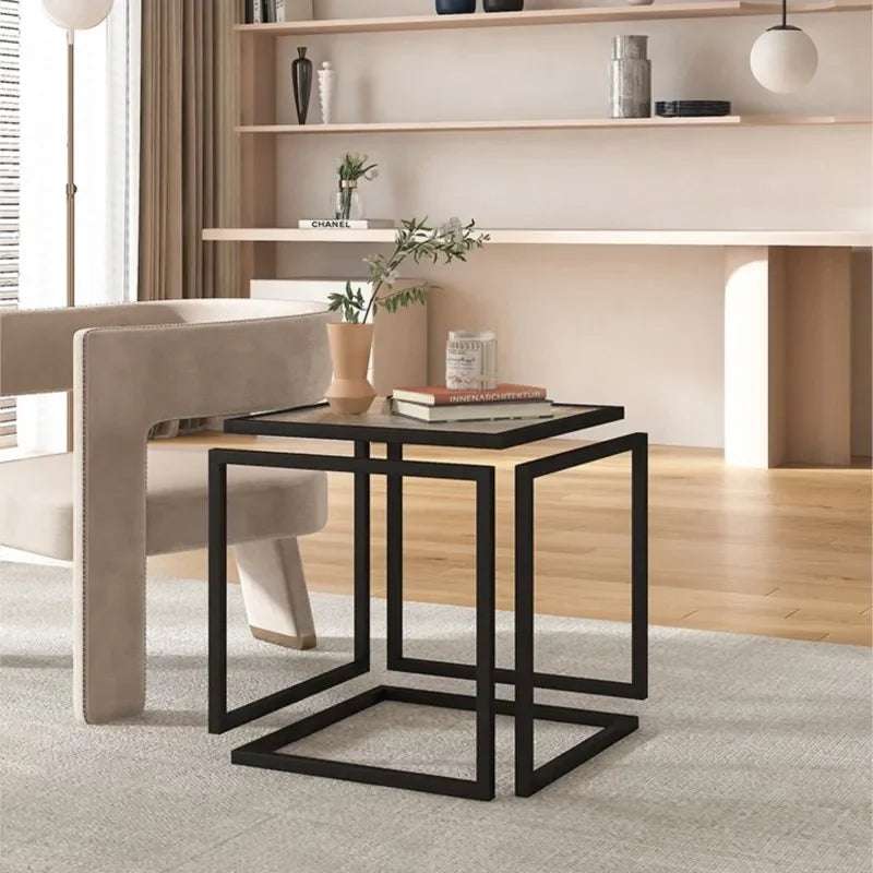 Glass Coffee Table Nordic Light Luxury Figurines Living Room Creative Sofa Modern Side Table Household Simple Bedside Table