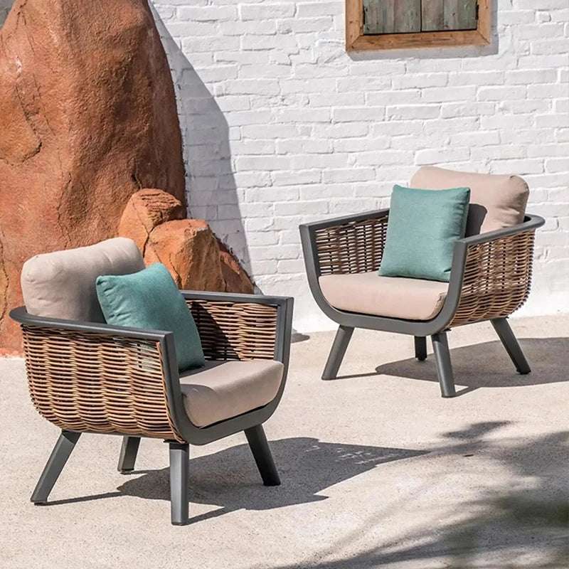 Outdoor rattan sofa and chair aluminum alloy courtyard garden villa waterproof sunscreen outdoor leisure sofa