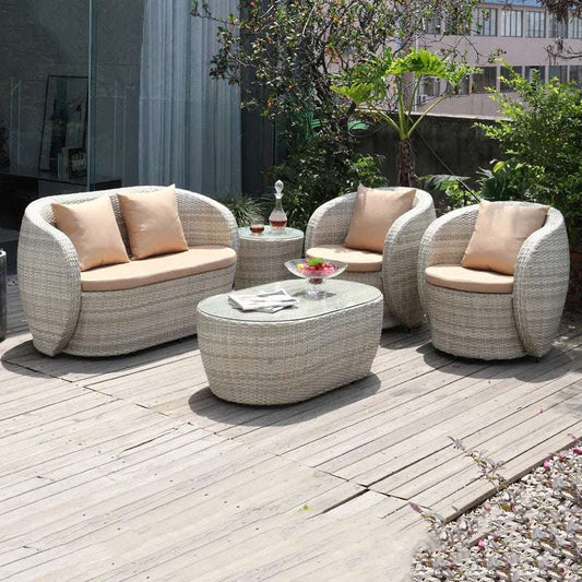 Apartment Patio Furniture Outdoor Garden Sofas Sunscreen Cafe Leisure Sofa Waterproof Courtyard Balcony Rattan sofa Chairs Z